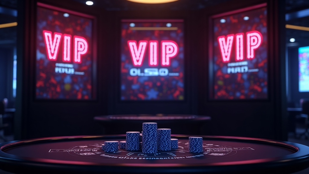 VIP casino lounge showing ongoing member promotions on digital panels